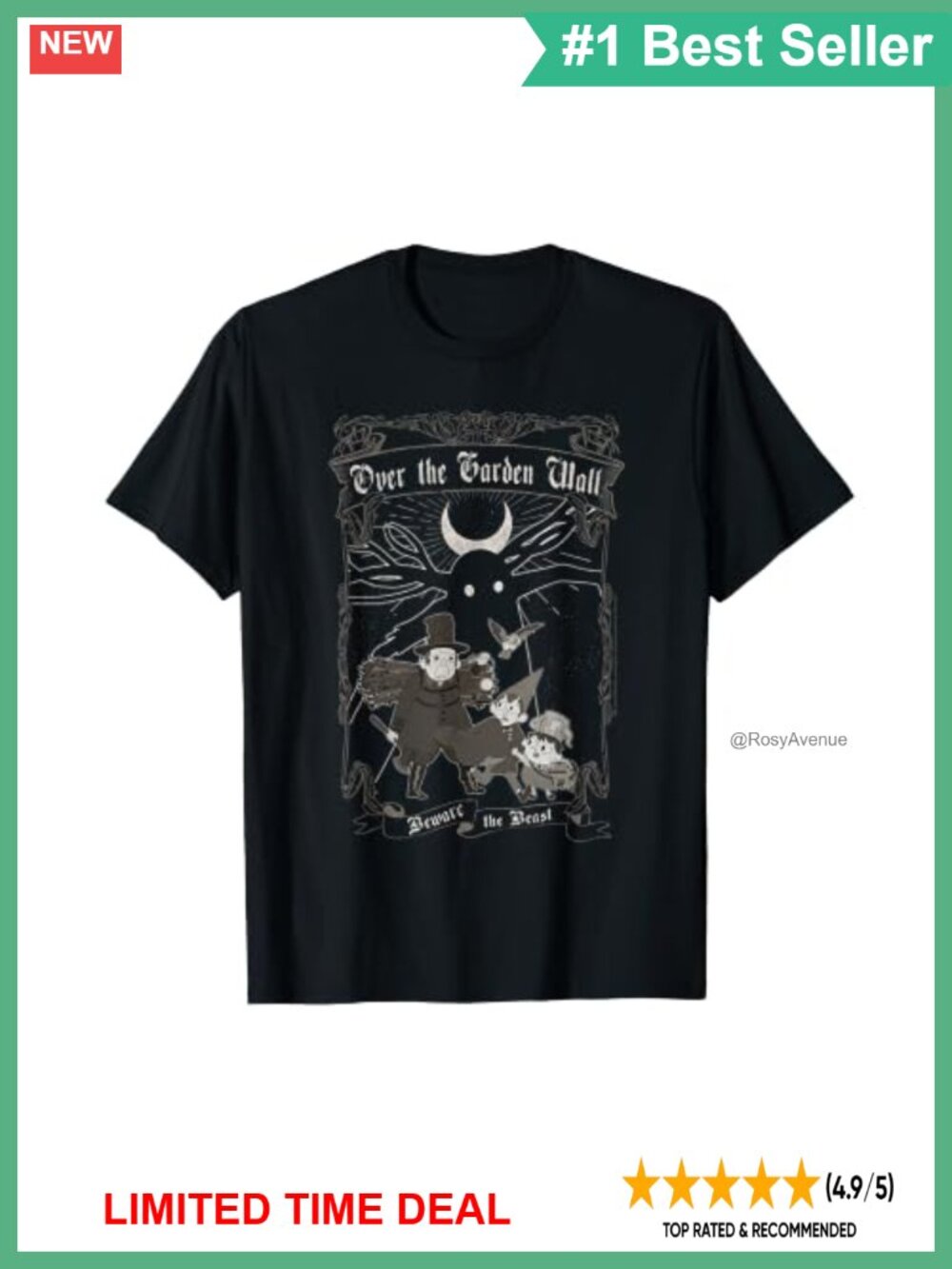 Over the Garden Wall Vintage Framed Scene Spooky Cartoon Tee